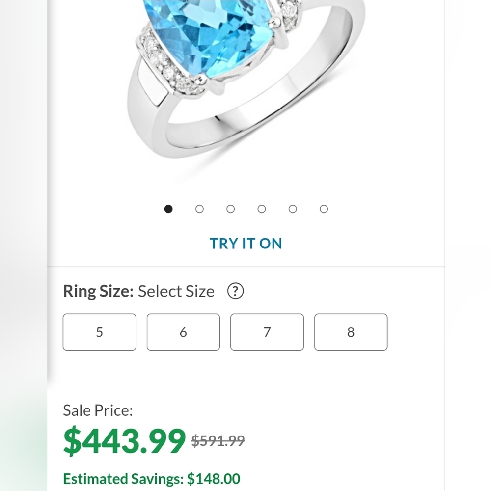 Beautiful Genuine Sky Blue Topaz & Diamond Ring Size 9! - Picture 6 of 7